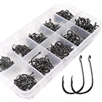 VIPMOON 500pcs anzuelos de pesca de acero de alto carbono con caja de plástico